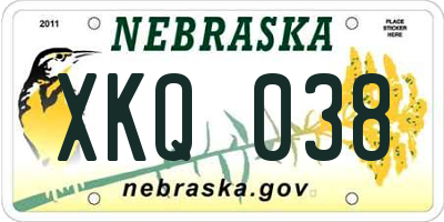 NE license plate XKQ038