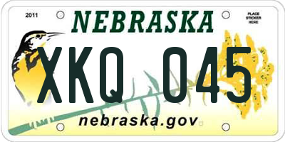 NE license plate XKQ045