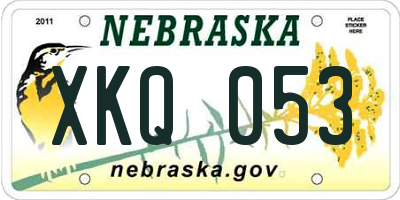 NE license plate XKQ053
