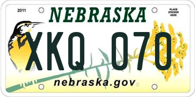 NE license plate XKQ070