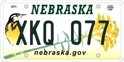 NE license plate XKQ077