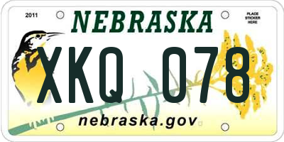 NE license plate XKQ078