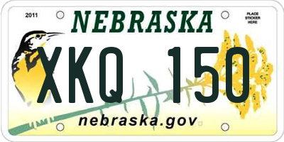 NE license plate XKQ150