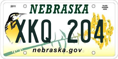 NE license plate XKQ204