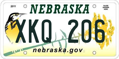 NE license plate XKQ206