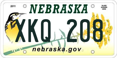 NE license plate XKQ208