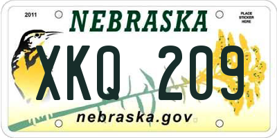 NE license plate XKQ209