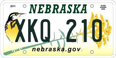 NE license plate XKQ210