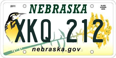 NE license plate XKQ212
