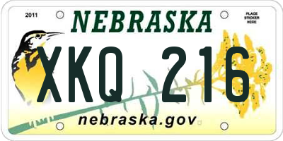 NE license plate XKQ216