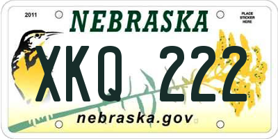 NE license plate XKQ222