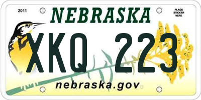 NE license plate XKQ223