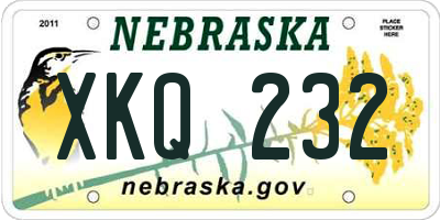 NE license plate XKQ232