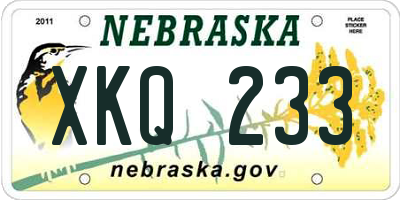 NE license plate XKQ233