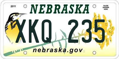 NE license plate XKQ235