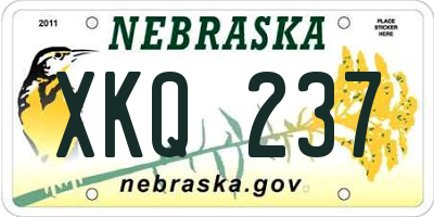 NE license plate XKQ237