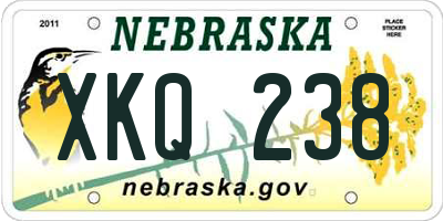 NE license plate XKQ238