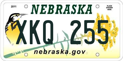 NE license plate XKQ255