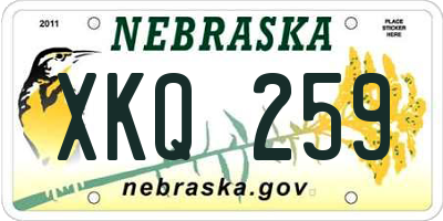 NE license plate XKQ259