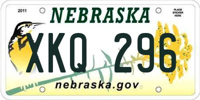 NE license plate XKQ296