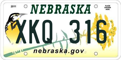 NE license plate XKQ316