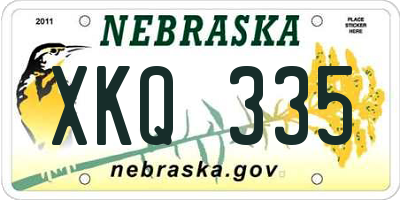 NE license plate XKQ335
