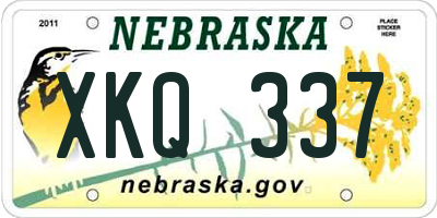 NE license plate XKQ337