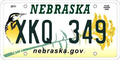 NE license plate XKQ349