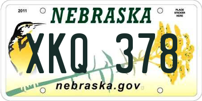 NE license plate XKQ378