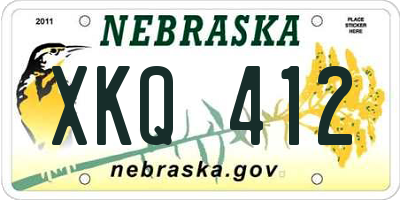 NE license plate XKQ412