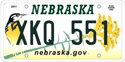 NE license plate XKQ551