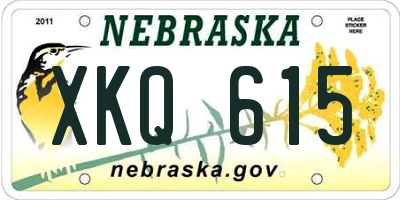 NE license plate XKQ615