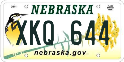 NE license plate XKQ644