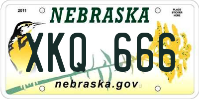 NE license plate XKQ666