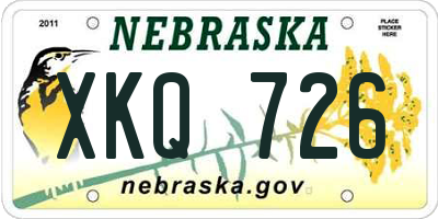 NE license plate XKQ726