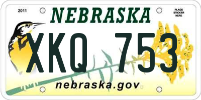 NE license plate XKQ753