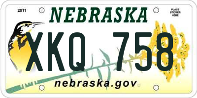 NE license plate XKQ758