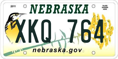 NE license plate XKQ764