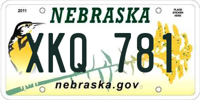 NE license plate XKQ781