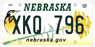 NE license plate XKQ796