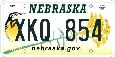 NE license plate XKQ854