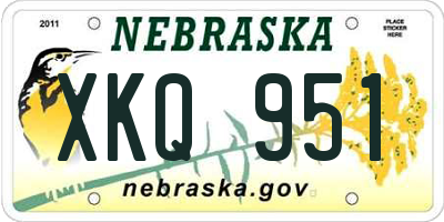 NE license plate XKQ951