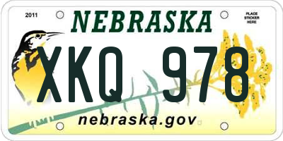 NE license plate XKQ978