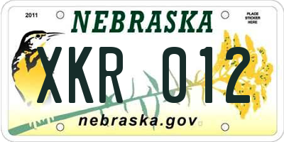 NE license plate XKR012