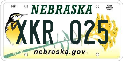 NE license plate XKR025