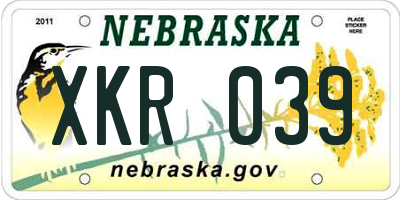 NE license plate XKR039