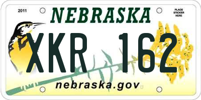 NE license plate XKR162