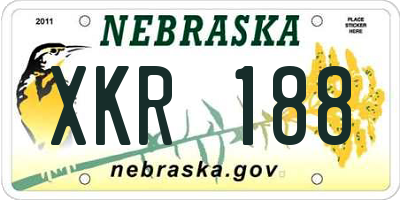 NE license plate XKR188