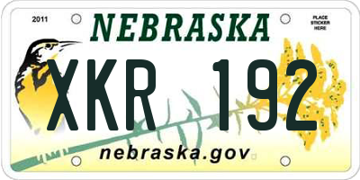 NE license plate XKR192