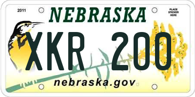 NE license plate XKR200